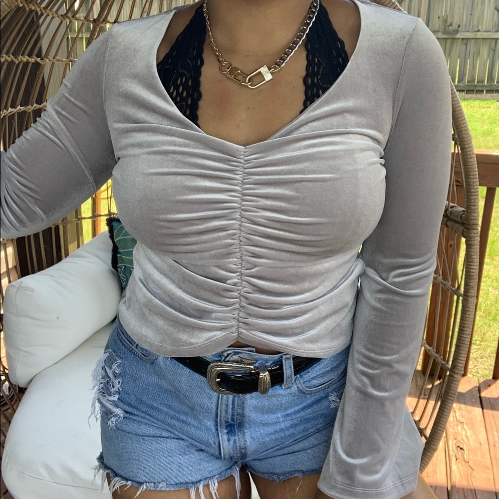 Urban Outfitters Cinched Waist Bell Sleeve Top